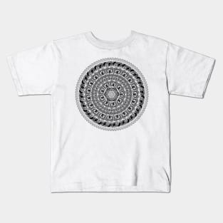 Black Pug Yoga Medallion Kids T-Shirt